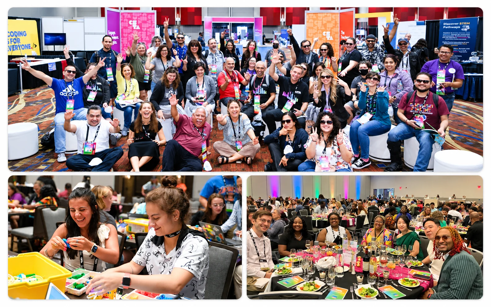 CSTA Educators on the expo floor, a hands-on building session, and a banquet at the CSTA Annual Conference